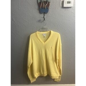 Vintage Izod Size 3XT V Neck‎ Sweater Mens Yellow Acrylic Made In USA